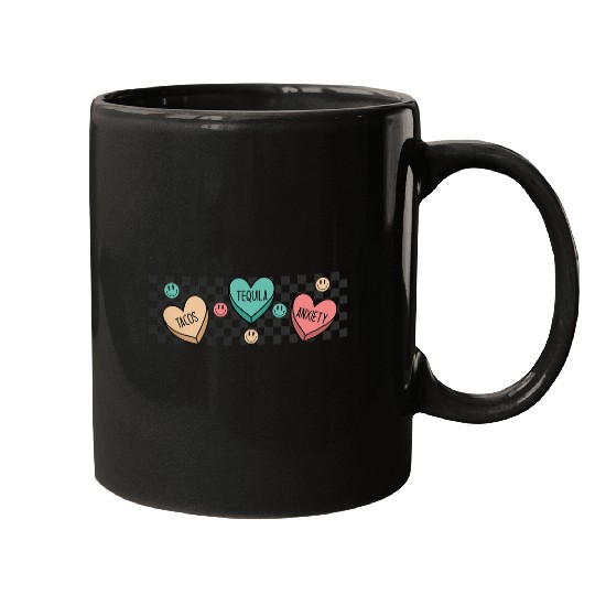Wines Fun Mexican Tacos Tequila anxietys Funny antis Valentines Day Mugs