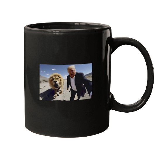 Lion Pet President Donald Trump Taking A Selfie With A Lion Mugs