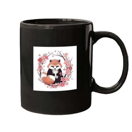 Panda Pet Adorable Red Panda Cherry Blossom Tree Lovely Natural Scene Mugs