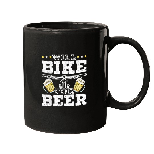 Beer Fun Will Bike For Beer for a Cycling Beer Bike Lovers Mugs