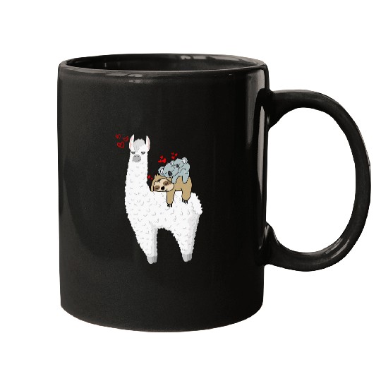 Sloth Pet Llama Lazy Sloth With Baby Koala Mama Bear Valentines Mugs