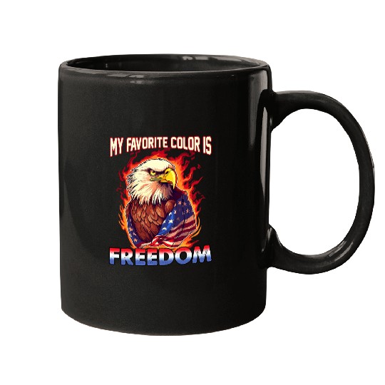 Eagle American Flag My Favorite Color Is Freedom Patriotic Mugs