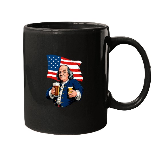 Beer Fun Boozing Benjamin Franklin With Beer Mug Funny Mugs