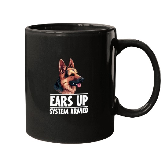 Ears up System armed German Shepherd Cute Dog Mugs