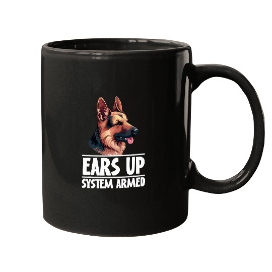 Ears up System armed German Shepherd Cute Dog Mugs