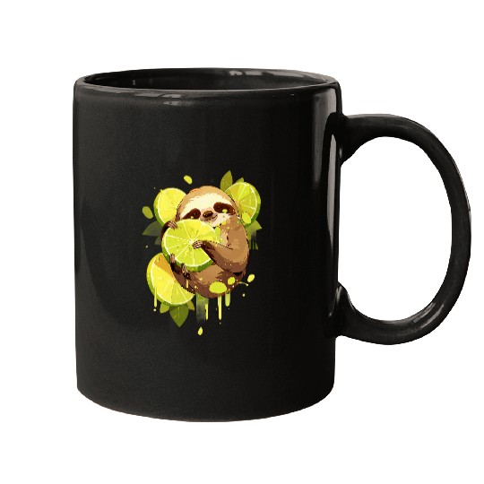 Sloth Pet Lime Sloth Colourful Artwork Drawing Nature Lime Lover Mugs