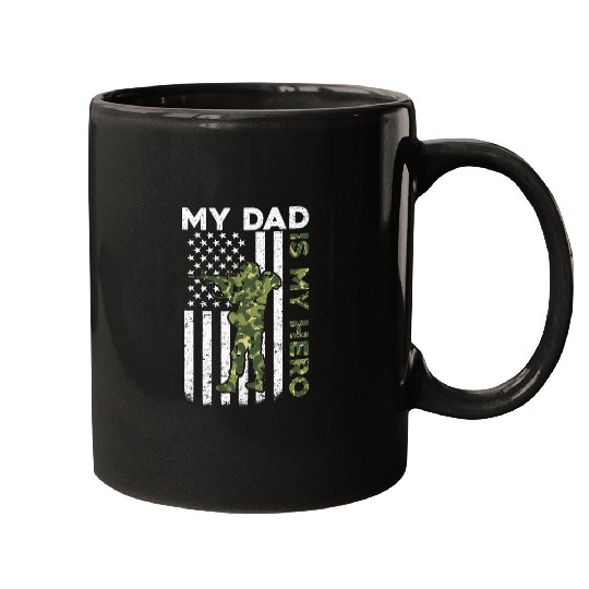 Dad is My Heroarmys Dad Fathers Day and 4th of July Funny Mugs