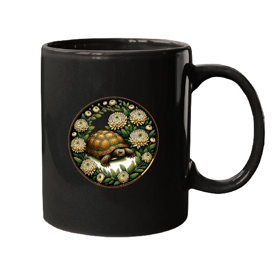 Turtle Pet Box Turtle Illustration Floral Box Turtles Mugs
