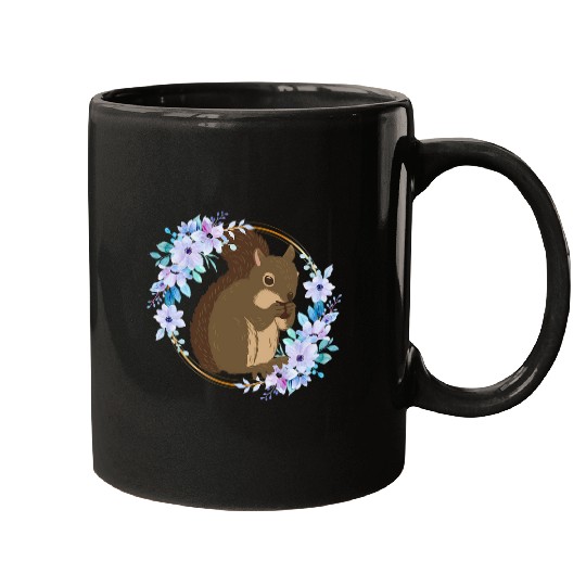 Squirrel Pet Flower Circle Squirrel Mugs