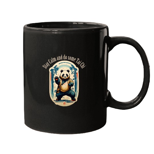 Panda Pet Tai Chi Panda Stay Calm enjoy funny exercise Yoga Pilates 1 Mugs