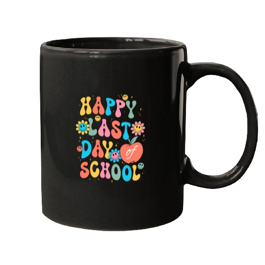 Retro Groovy Happy Last Day Of School End Of Year Teacher Mugs