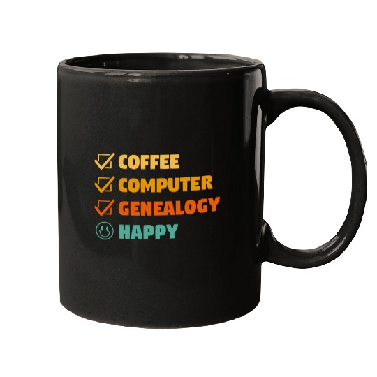 Coffee Fun Computer Genealogy Happy Genealogist Genealogists Mugs
