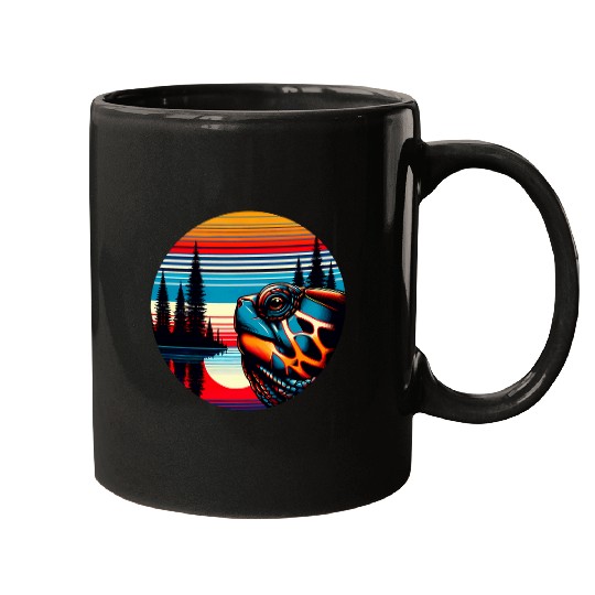 Turtle Pet Box Turtle Sunset Retro Style 80s 70s Mugs