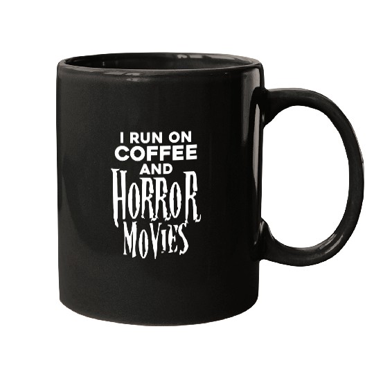 Coffee Fun I Run On Coffee And Horror Movies Funny Halloween 3 Mugs