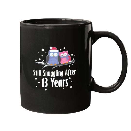 Owl Pet 13th Anniversary Gift Owl Couple 13 Years Mugs