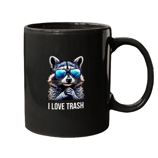 Raccoon Pet I Love Trash Raccoon Mugs