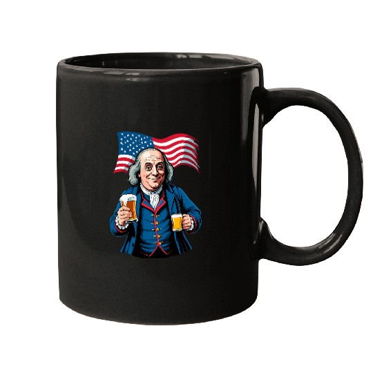 Beer Fun Boozing Benjamin Franklin With Beer Mug Mugs