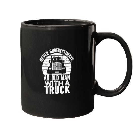 Retro Truck Driver Big Rig Trucking vintages Old Man Trucker Mugs