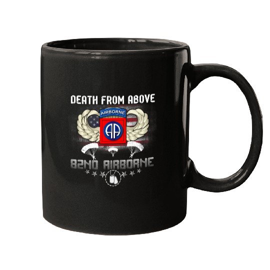 Death From Above 82nd Airborne Division Paratrooper Flag Mugs