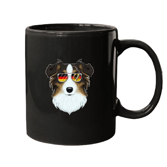 Australian Shepherd Germany Sunglasses I German Flag Mugs