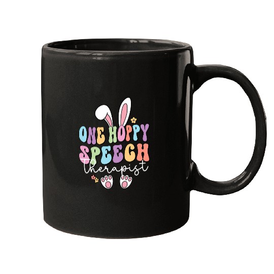 Retro One Hoppy Speech Therapist SLP Bunny Easter Day Mugs