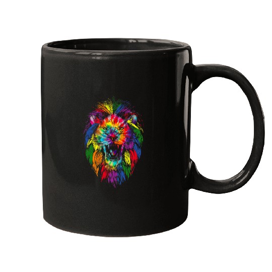 Lion Pet mb35 Gay Pride Lion LGBT Rainbow Tie Dye Pride Month Parade Mugs