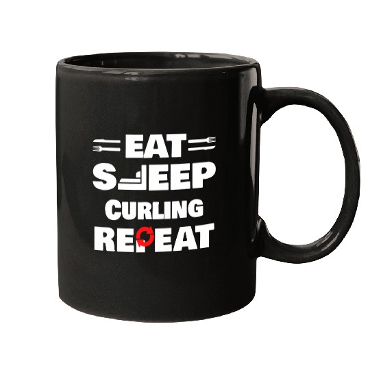 Eat Sleep Curling Repeat Curling Mugs