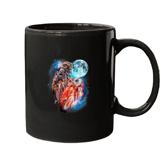 Owl Pet 3 Moon Owl Funny Nocturnal Birds Of Prey Graphic Art Humor Mugs