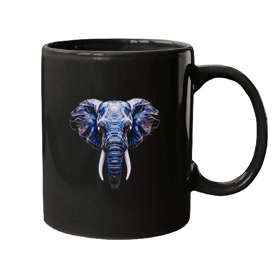Elephant Pet Polygon Animal Face Art Graphic Elephant Mugs