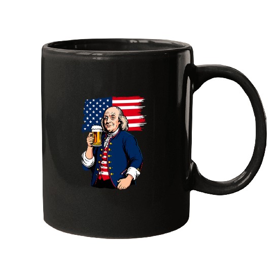 Beer Fun Boozing Benjamin Franklin With Beer Mug 4th July Funny Mugs