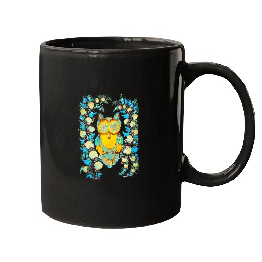 Discover Owl Pet Scandinavian Folk Art Owl Lover Gift Mystical Owl Tee Mugs
