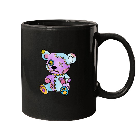 Bear Pet Patchwork Creepy Teddy Bear Voodoo Cute Goth Mugs