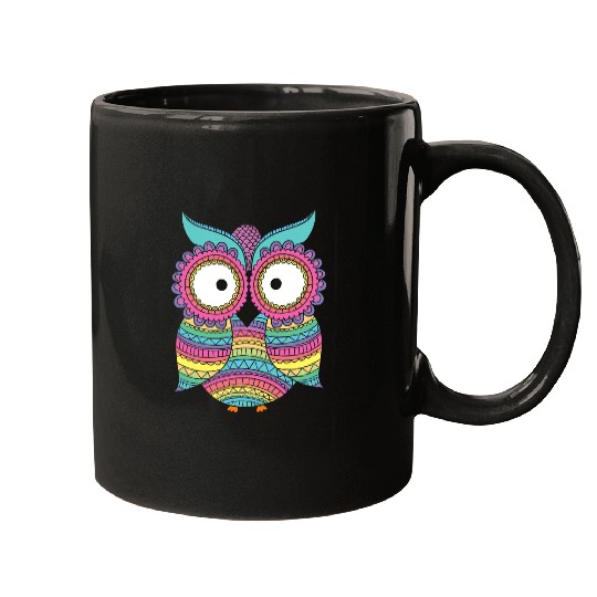 Discover Owl Pet Love Owls Colorful Drawing Mosaic Style Mugs