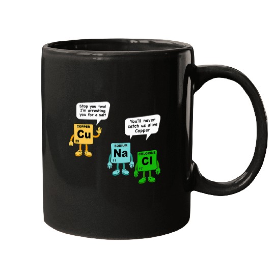 Police Job Salt and Copper Periodic Table Police Pun Chemistry Chemist Mugs