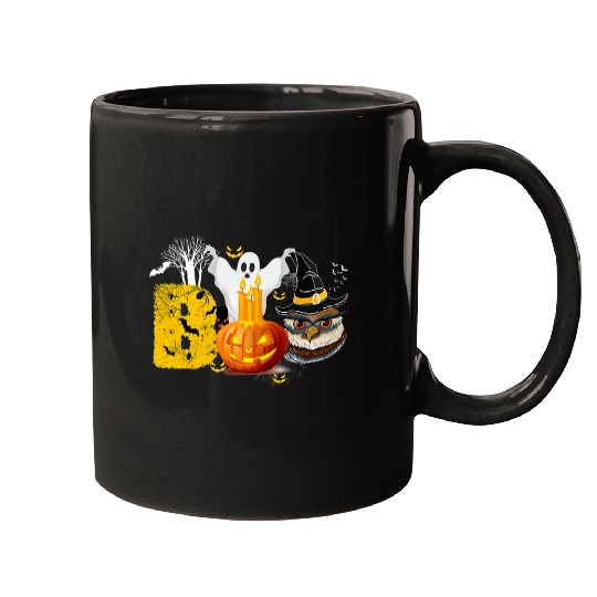 Discover Owl Pet Scary Boo Halloween Pumpkin With Owl Witch Hat Mugs