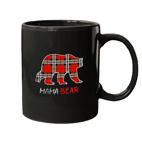 Bear Pet Red Plaid Flannel Mama Bear Proud Mom Family Matching Pajama Mugs