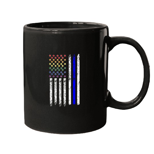 Gay Police Flag LGBT Rainbow Law Enforcement Gay Cops Mugs