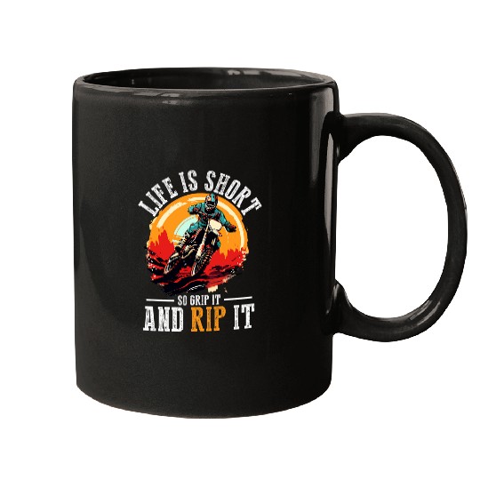 Discover Dirtbike Motocross MX Life is Short so Grip it and Rip it Mugs