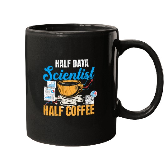 Coffee Fun Data Scientist Half Coffee Funny Computer Science Graphic Mugs
