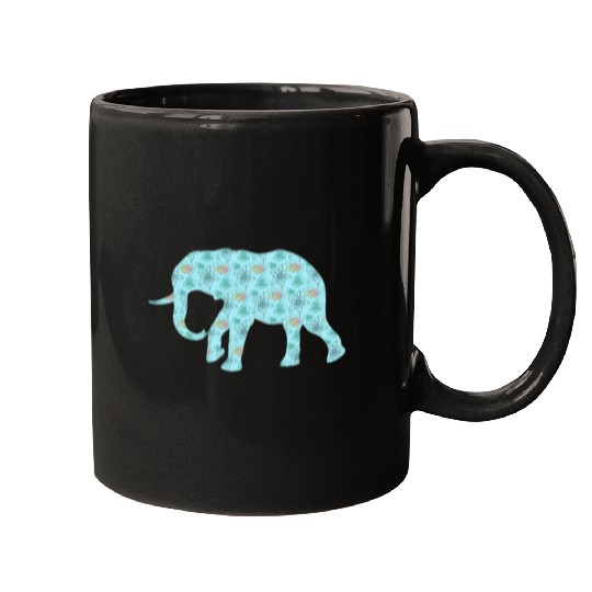 Elephant Pet Print Flower Summer floral print elephant lover Mugs