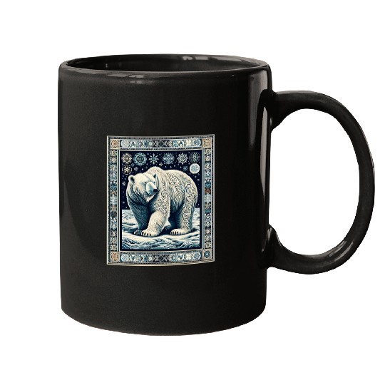 Bear Pet Polar Bear Artwork Elegant Tapestry Motif Style 2 Mugs