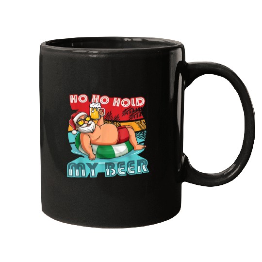 Beer Fun vintages Ho Ho Hold Beer Surfer Santa Christmas in July Mugs