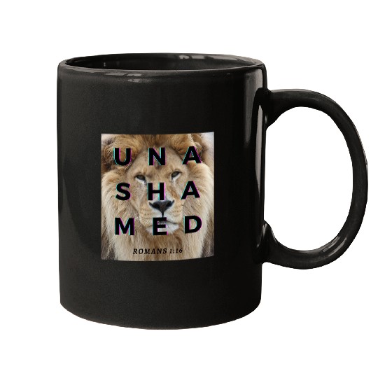 Lion Pet Unashamed 116 Lion of the Tribe of Judah Romans 116 Jesus Mugs