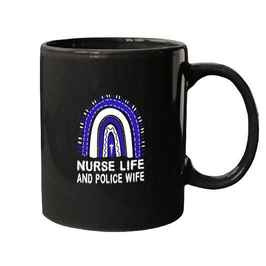 nurses Life And Police Wife American Rainbow For nurses Girls Mugs