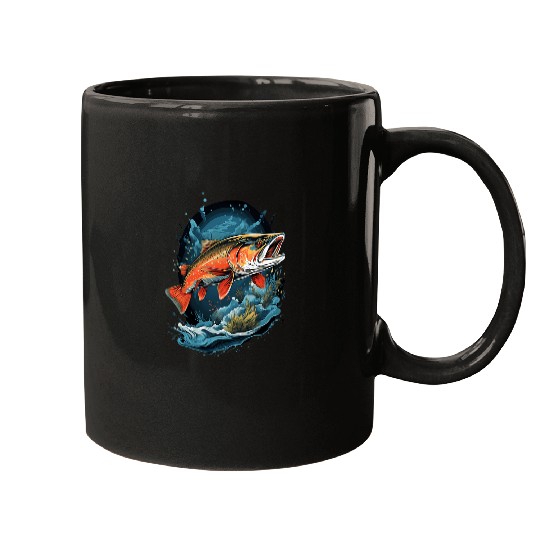 Fisherman Fly Fishing Arctic Char Brook Trout Fish 2 Mugs