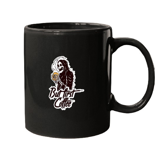 Coffee Fun But first Coffee Scary Skeletons Drinking Coffee Casual Mugs