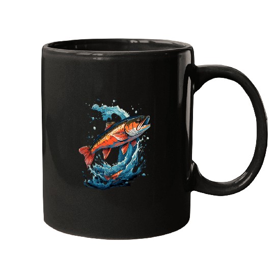 Fisherman Fly Fishing Arctic Char Brook Trout Fish 5 Mugs