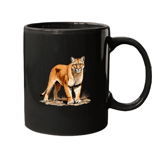 Lion Pet Mountain Lion Predatory Cat 1 Mugs