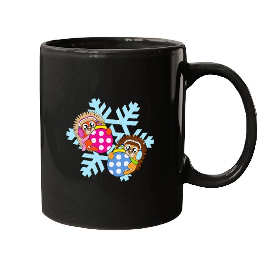 Hedgehog Pet Christmas Balls Winter Snowflake Snow 3 Mugs