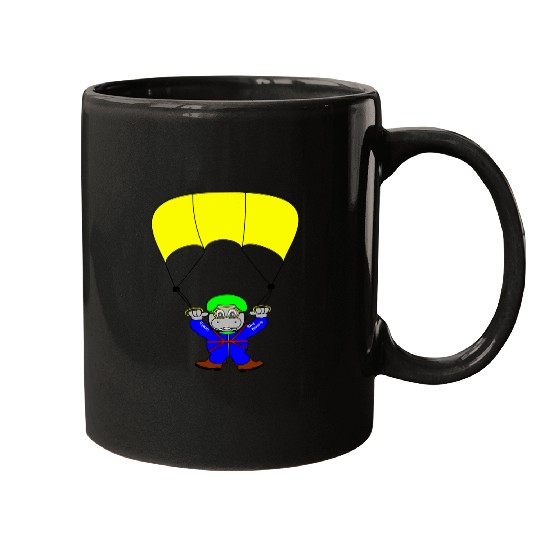 Hippo Pet Skydiving Hippo Paragliding Cartoon Mugs
